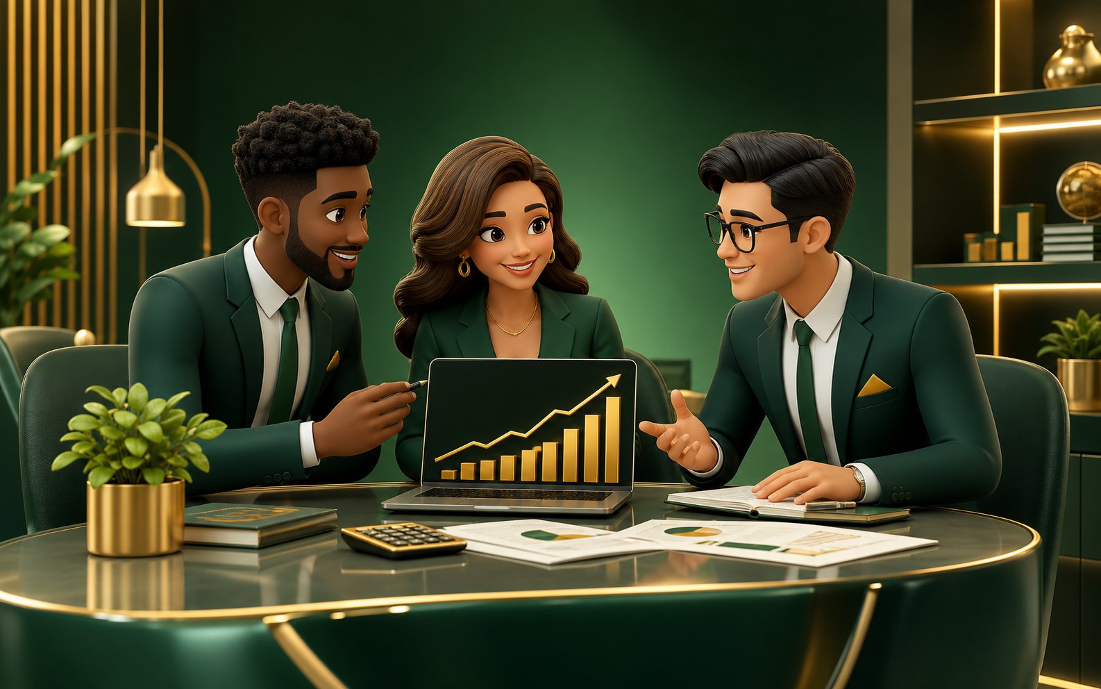 Money Saving Growth advisors planning finances with a client