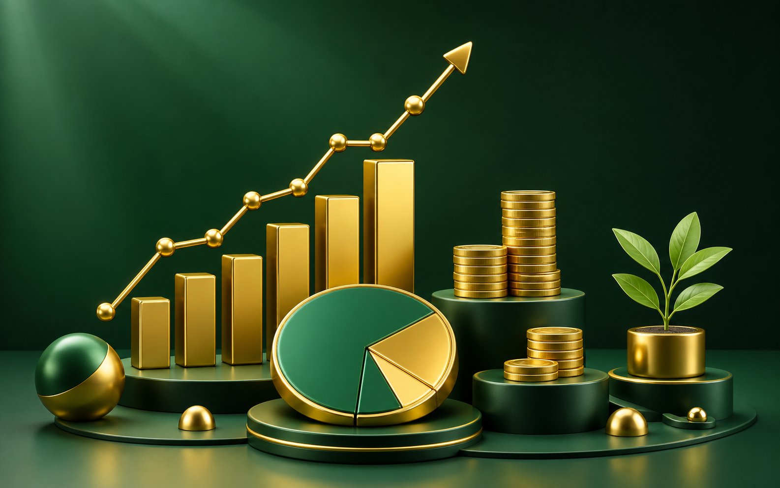 Wealth and Investment Planning β gold chart and pie chart